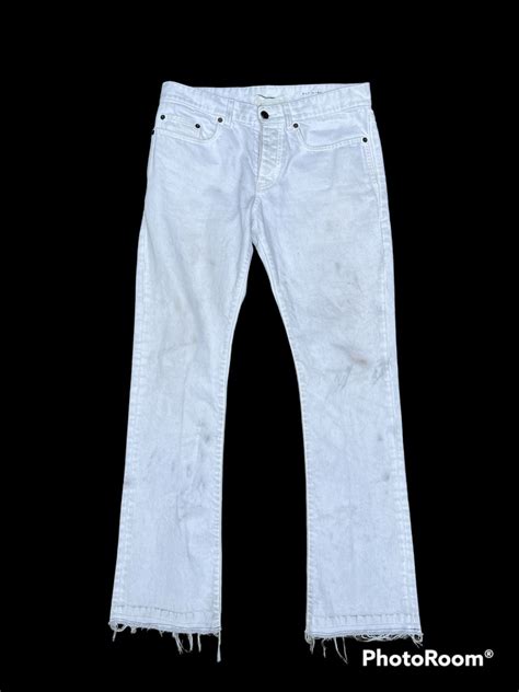 Saint Laurent Paris SLP D17 White Bootcut Flare Pants Denim.